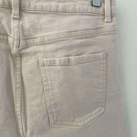 Primark Ivory Denim High Rise Jeans Cropped Raw Hem - Size 12 - Picture 5 of 8